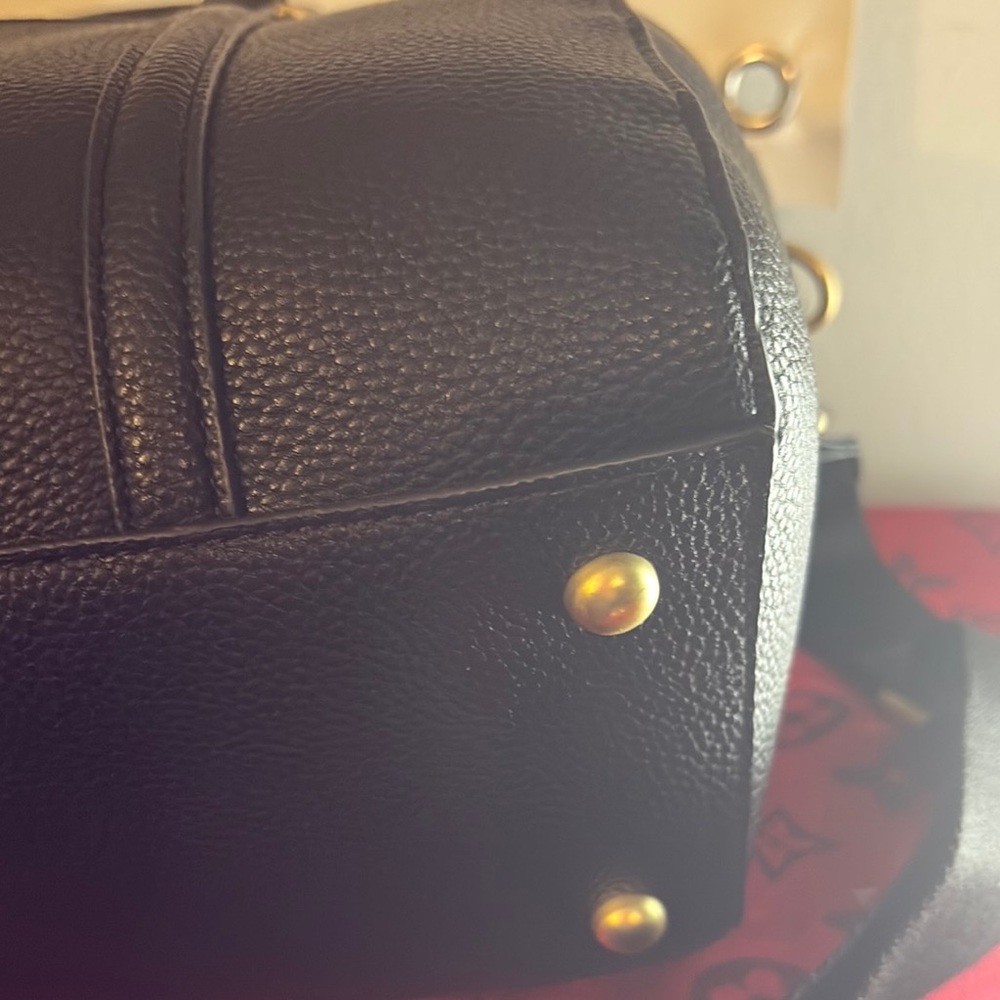 Nanette Lepore Black Pebbled Leather Satchel with Gold Charm - Picture 3 of 4